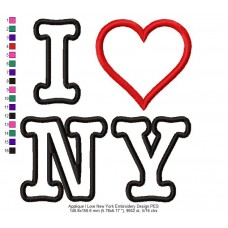 Applique I Love New York Embroidery Design